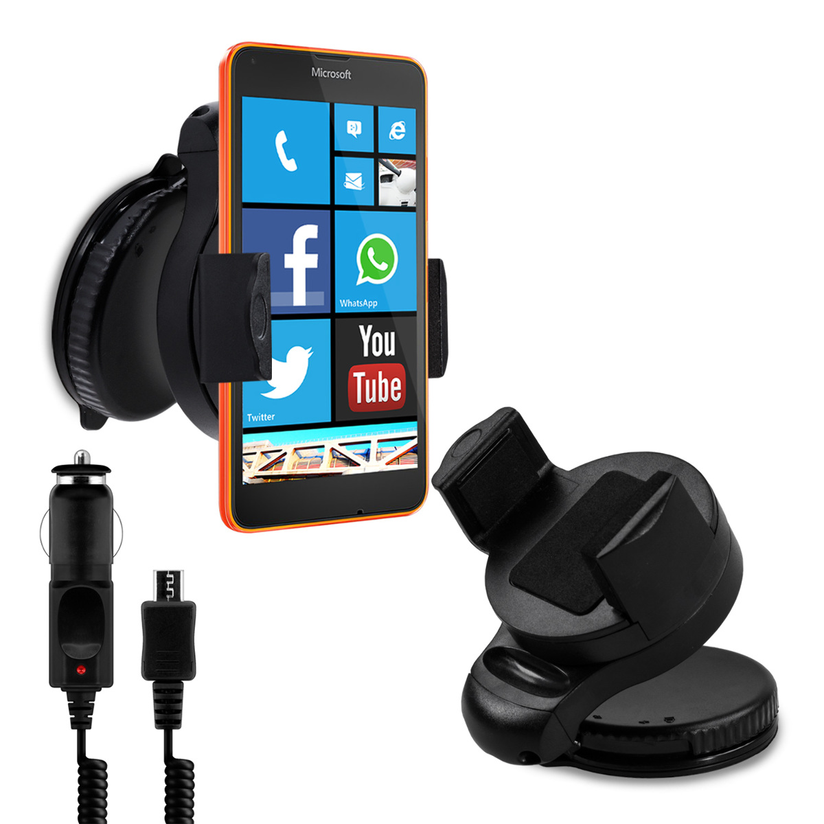 kwmobile WIND SHIELD CAR HOLDER FOR MICROSOFT LUMIA 640 + CHARGER 