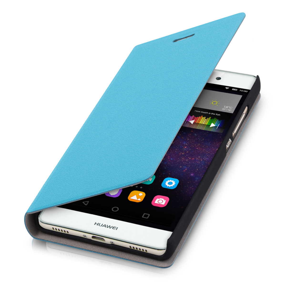 FLIP COVER FOR HUAWEI P8 LITE (2015) LIGHT BLUE CASE SLIM BACK SHELL