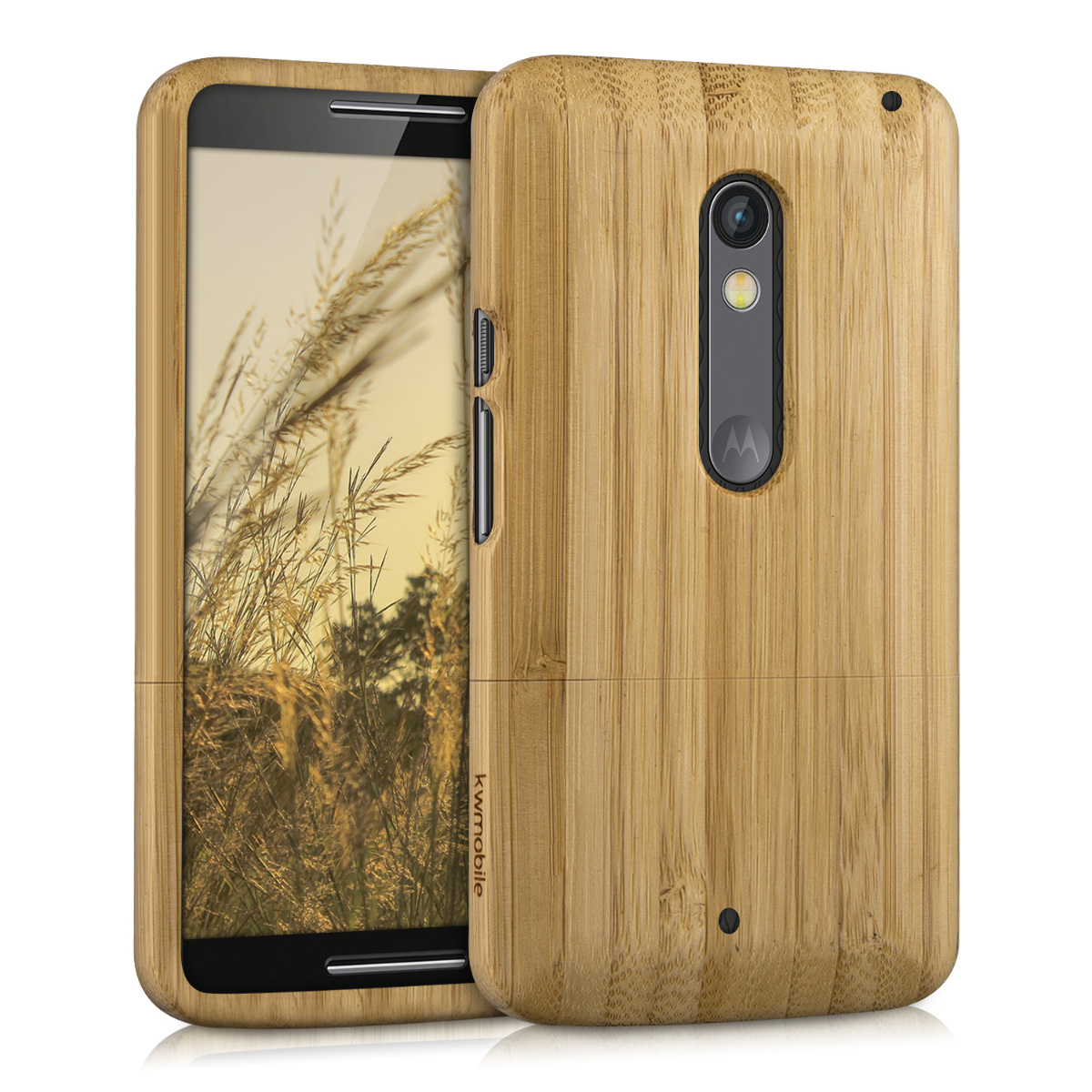 kwmobile WOOD COVER FOR MOTOROLA MOTO X PLAY BAMBOO CASE BACK HARD