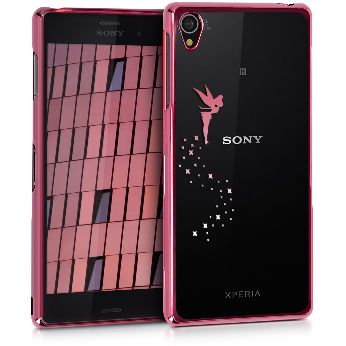 Kvalitní silikonové TPU pouzdro | obal pro Sony Xperia Z3 - víla tmavě růžové / průhledné