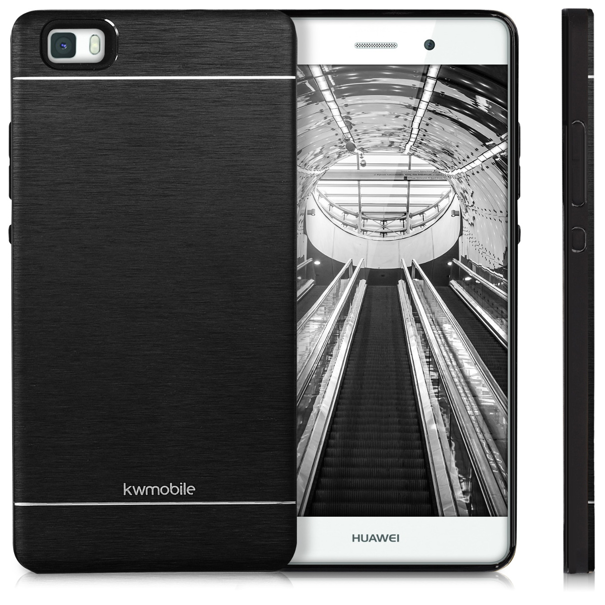 2017 kwmobile Huawei P8 Lite 2017 Custodia in Silicone TPU Trasparente Bianco/Nero Back Case per Huawei P8 Lite Cover