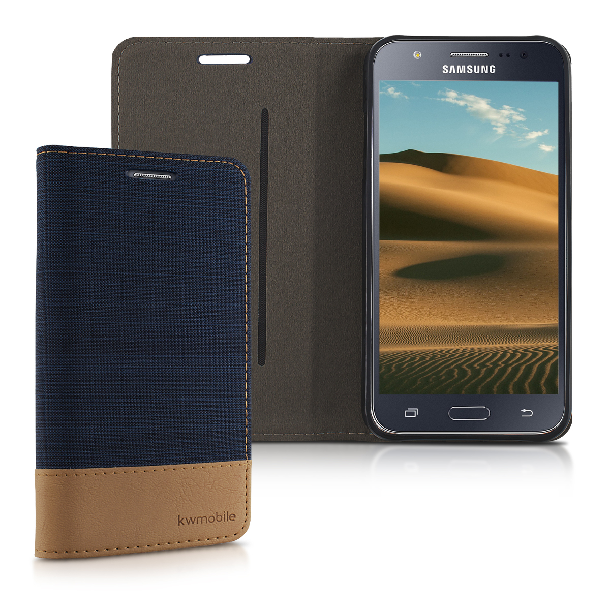 Fabricpouzdro pro Samsung J5 (2015) - tmavě modré / Brown