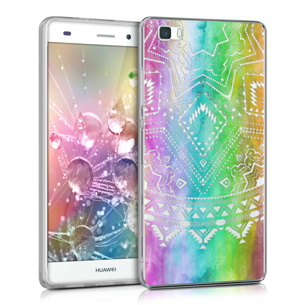 Pouzdro TPU pro Huawei P8 Lite (2015) - Aztécké slunce Vícebarevná / Tmavě růžová / Průhledná