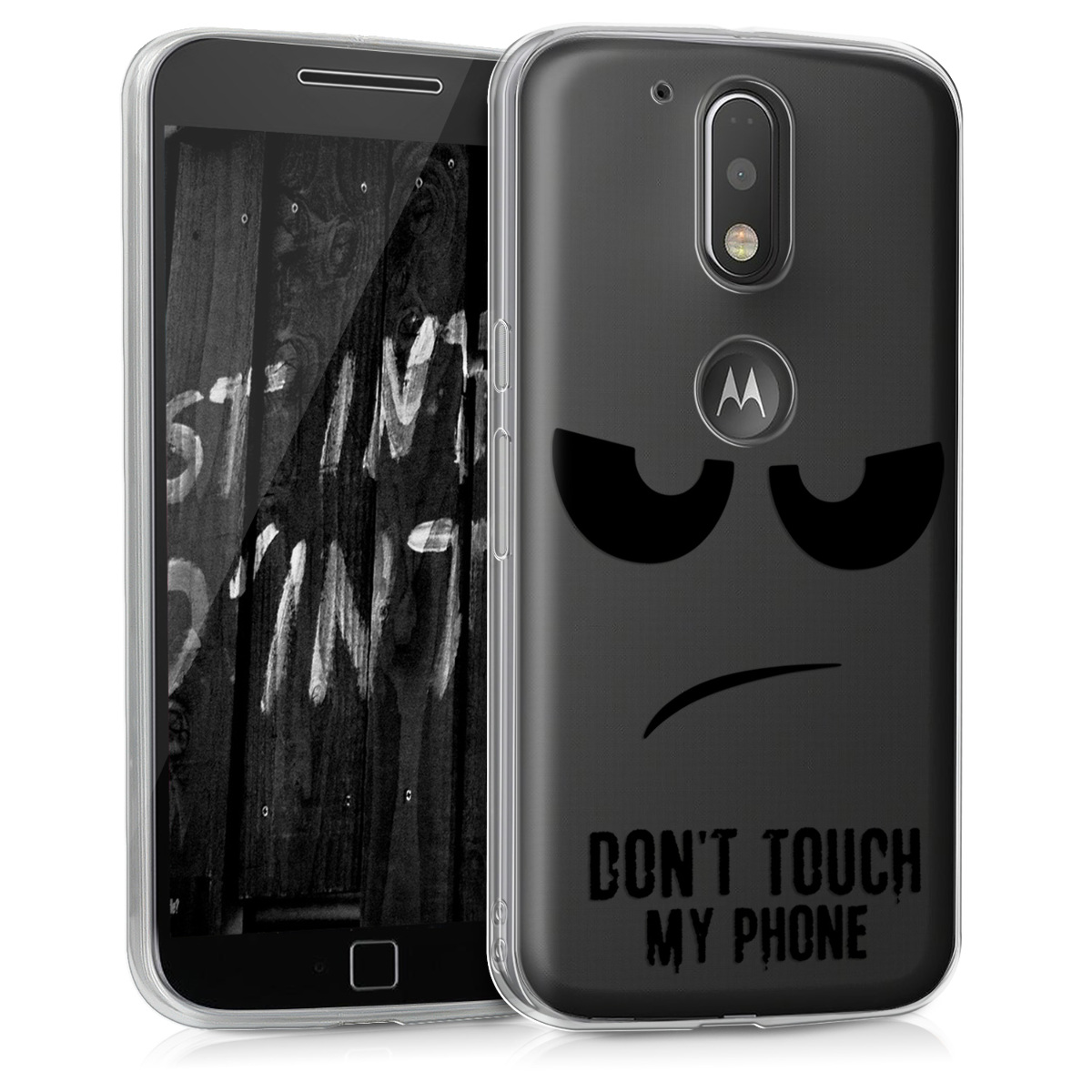 Kvalitní silikonové TPU pouzdro | obal pro Motorola Moto G4 / Moto G4 Plus - Nedotýkej se mého telefonu Černá / Bílá