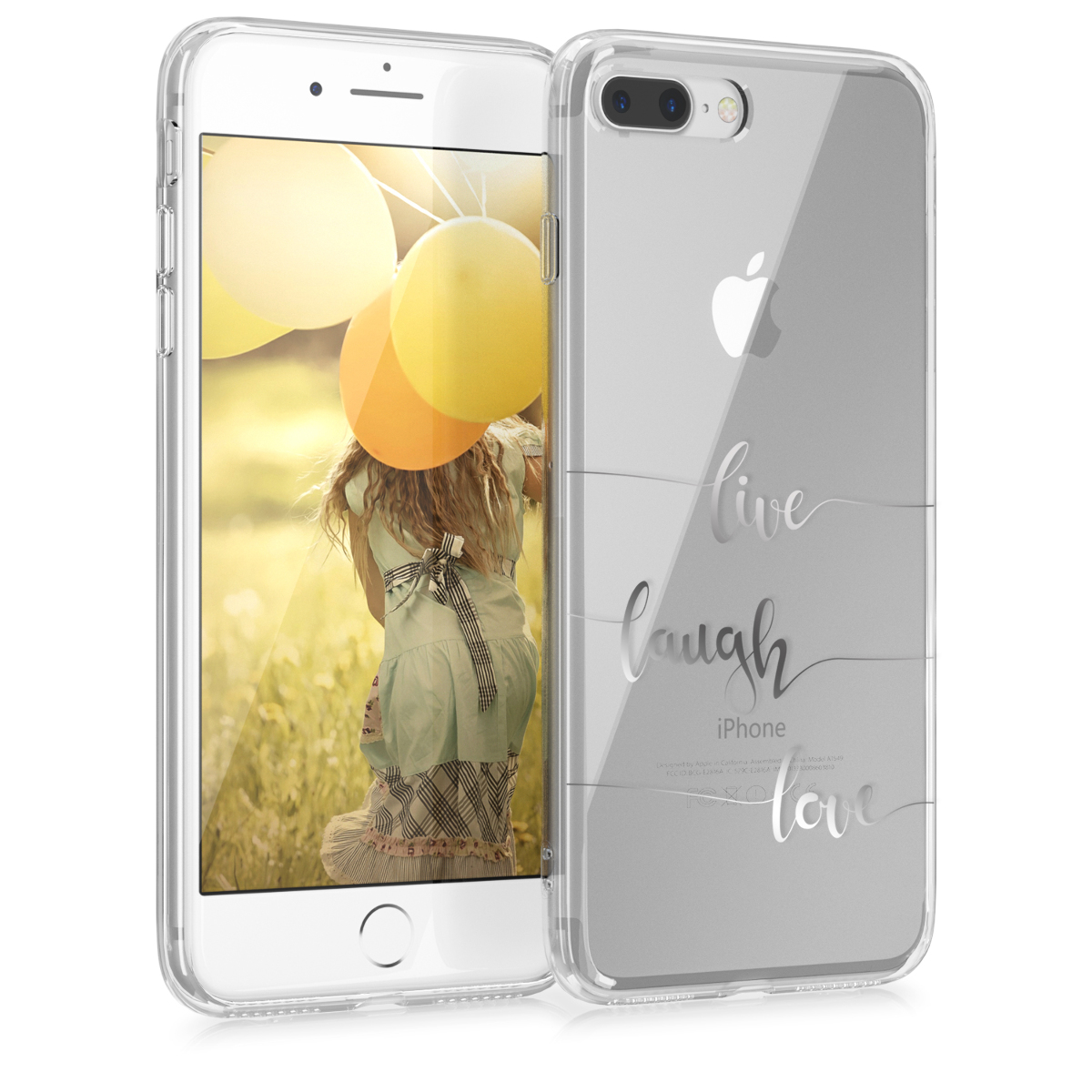 Kvalitní silikonové TPU pouzdro pro Apple iPhone 7 Plus / 8  - Žít, smích, láska Silver | Transparent