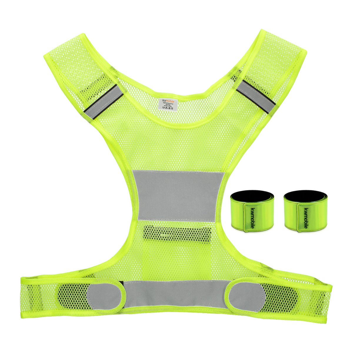 kwmobile 2x LED Safety Bands USB Rechargeable High Visibility Running Armbands with LED Lights for Cycling Hiking Jogging Biking Outdoor Sports
