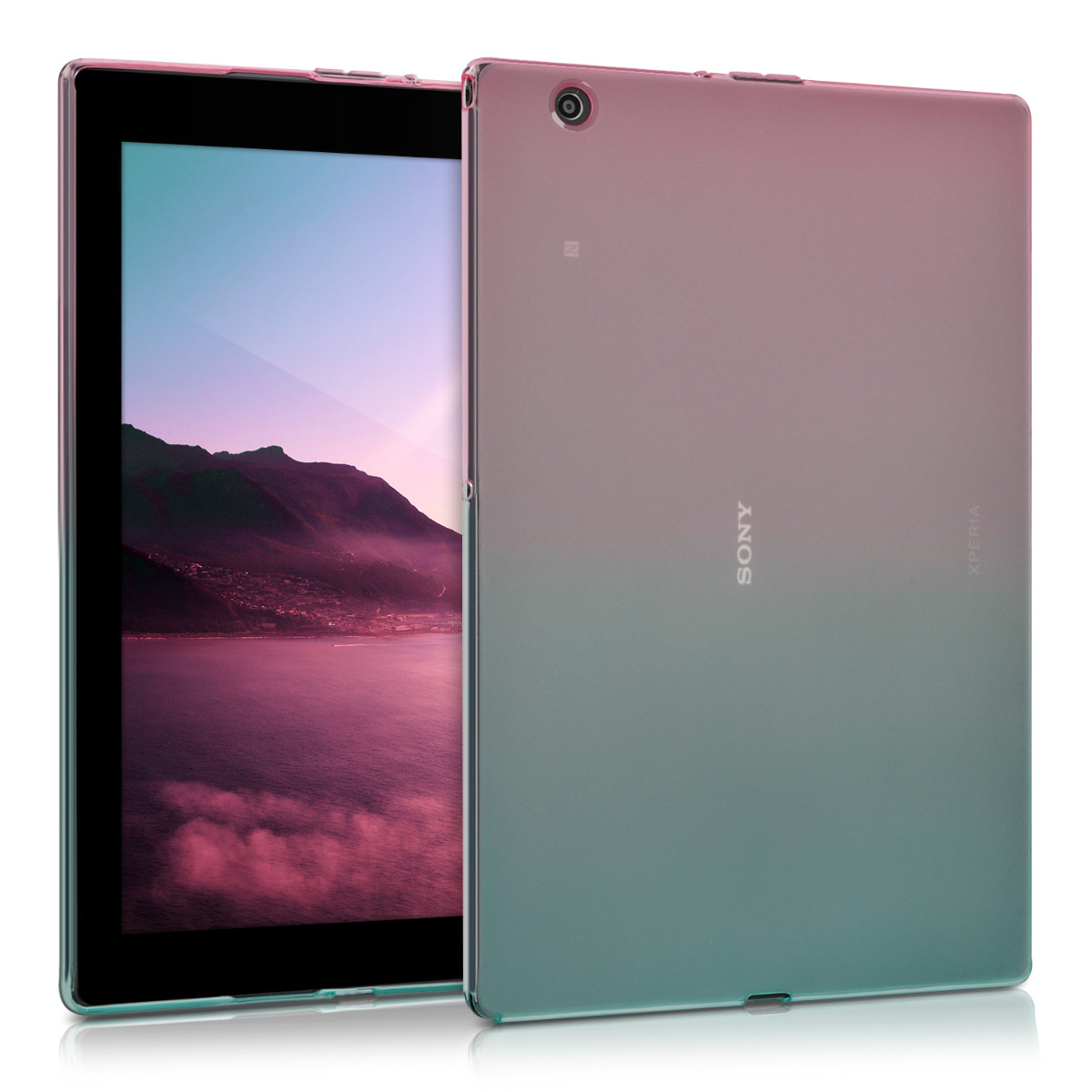 Kvalitní silikonové TPU pouzdro | obal pro Sony Xperia Tablet Z4 - Bicolor tmavě růžová / modré / průhledné / průhledné
