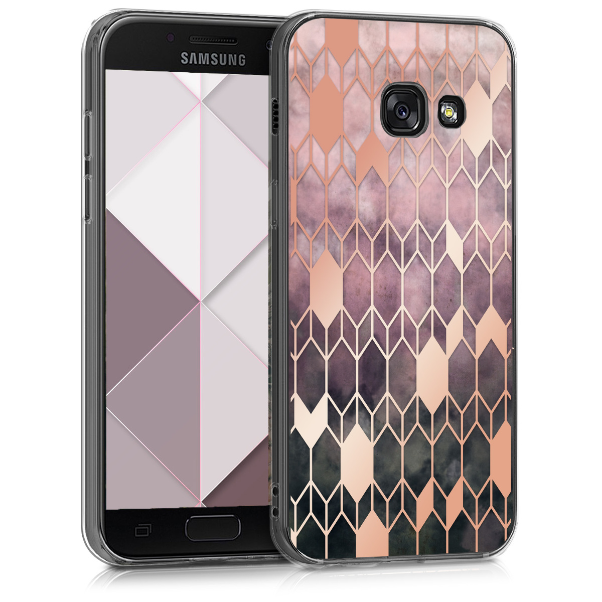 Kvalitní silikonové TPU pouzdro pro Samsung A3 (2017) - Glory tmavě růžové / starorůžové rosegold