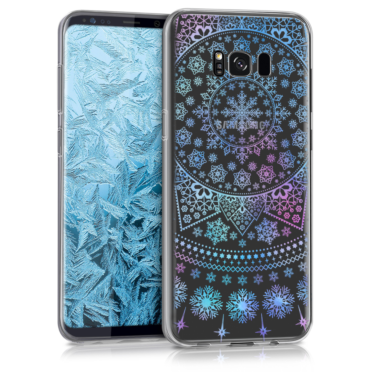 Kvalitní silikonové TPU pouzdro pro Samsung S8 Plus - Arctic Vločka modré / tmavě růžová / transparentní
