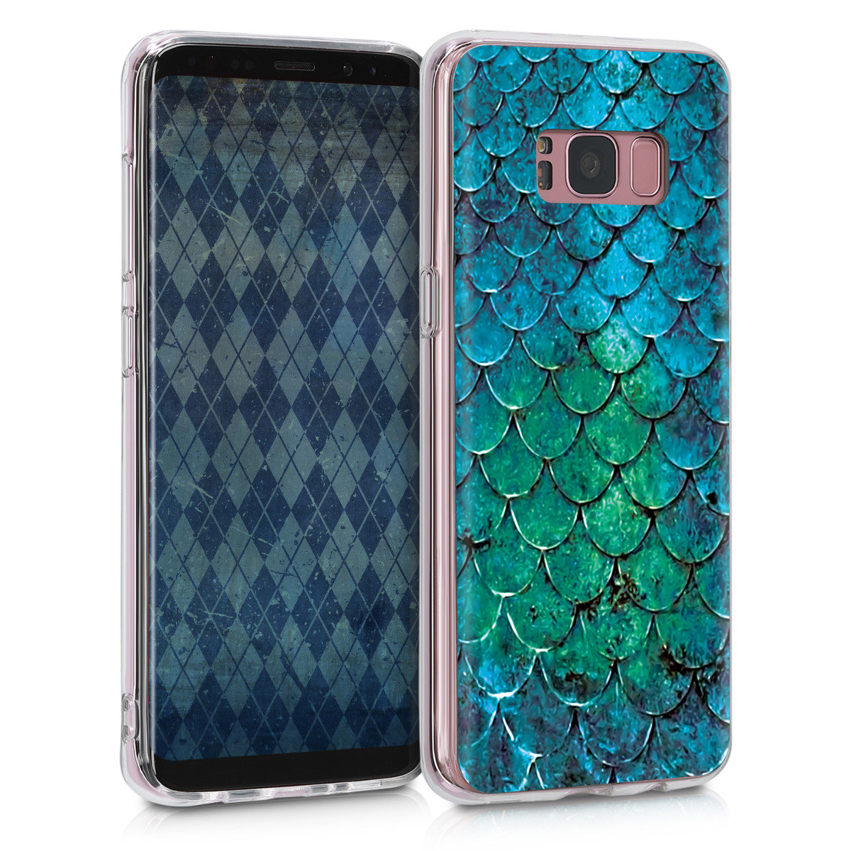 Kvalitní silikonové TPU pouzdro pro Samsung S8 - Mermaid Váhy tyrkysová / modrý / zelený