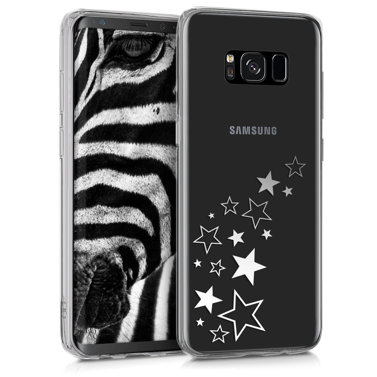 Kvalitní silikonové TPU pouzdro pro Samsung S8 - Hvězda Mix stříbrné / transparentní