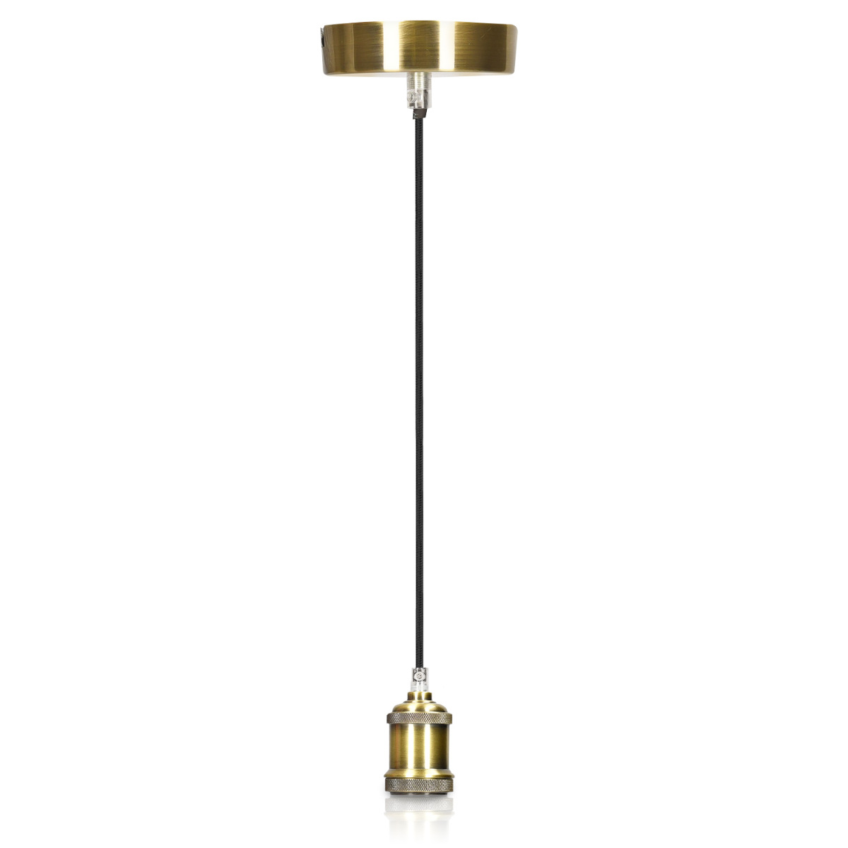 Retro E27 Pendant Light Fitting Kit Bronze Ceiling Rose Fabric Cable Gross Image 42719 4 Jpg