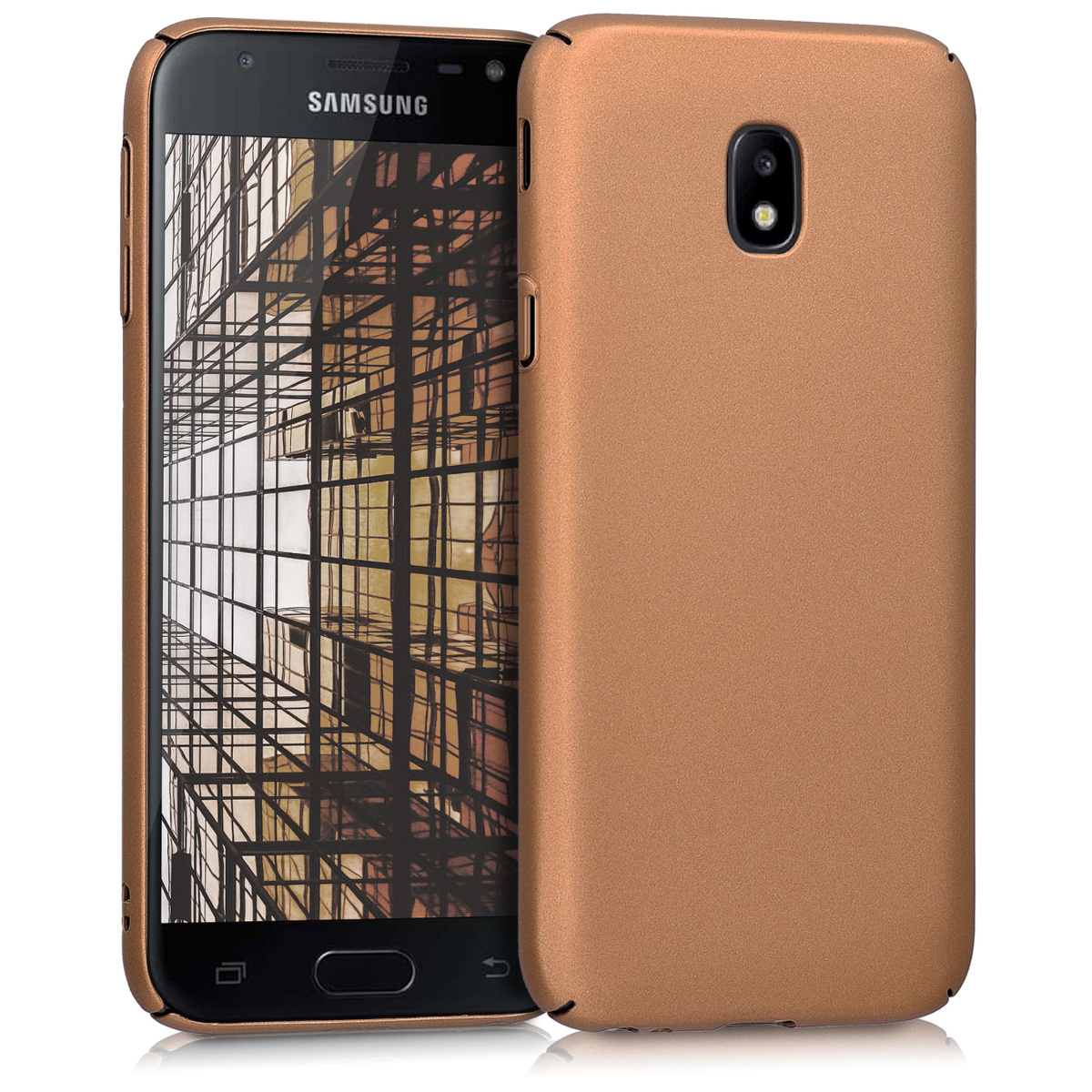 Kvalitní plastové pouzdro pro Samsung J3 (2017) DUOS - metalické Copper
