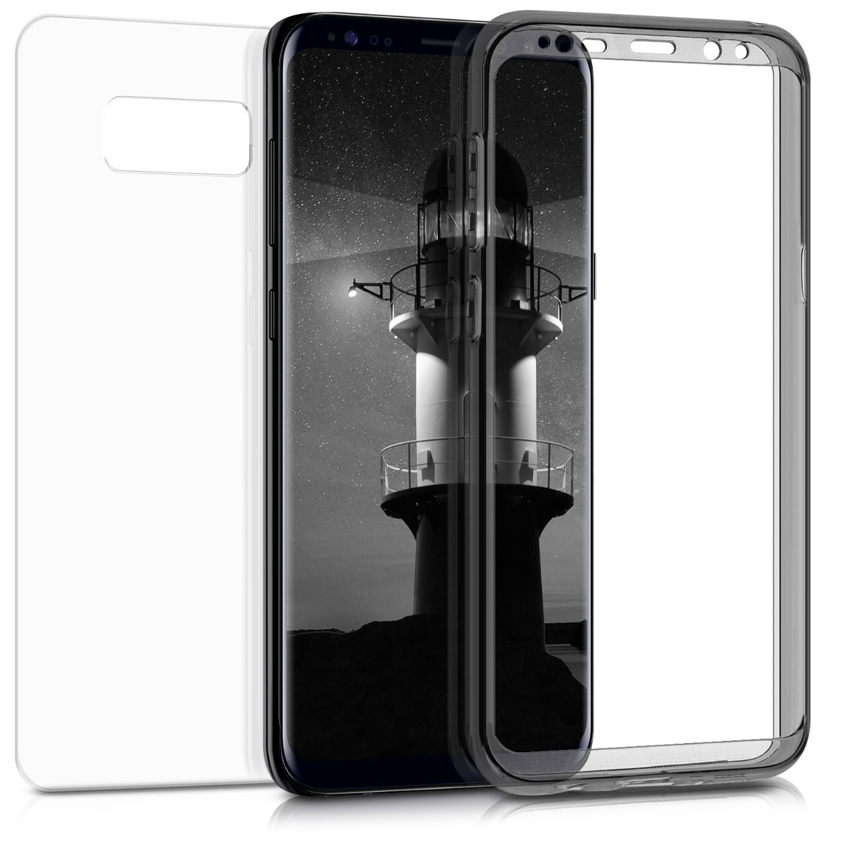 Kvalitní silikonové TPU pouzdro pro Samsung S8 Plus - černé / transparentní