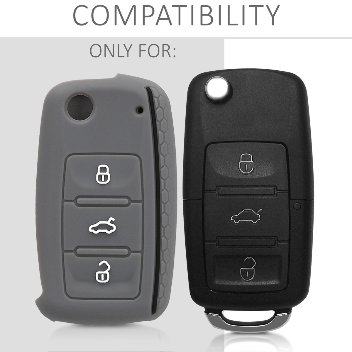 kwmobile Car Key Cover Compatible with Kia 3-4 Button Car Key Dont Touch My Key White//Black Silicone Protective Key Fob Cover