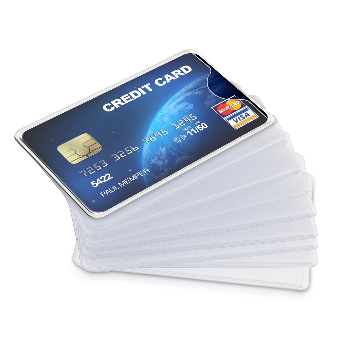 kwmobile 10 Pieces Credit Card Sleeves Transparent ID Holders