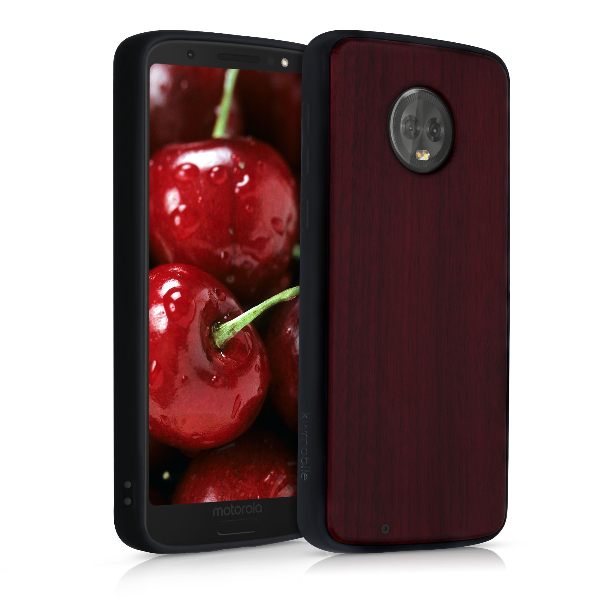 Dřevěné pouzdro | obal pro Motorola Moto G6 - Tmavě červená