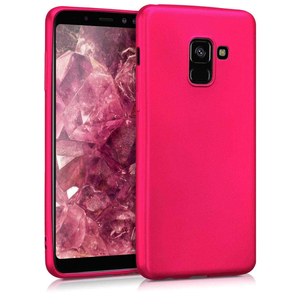 Kvalitní silikonové TPU pouzdro pro Samsung A8 (2018) - metalické růžové