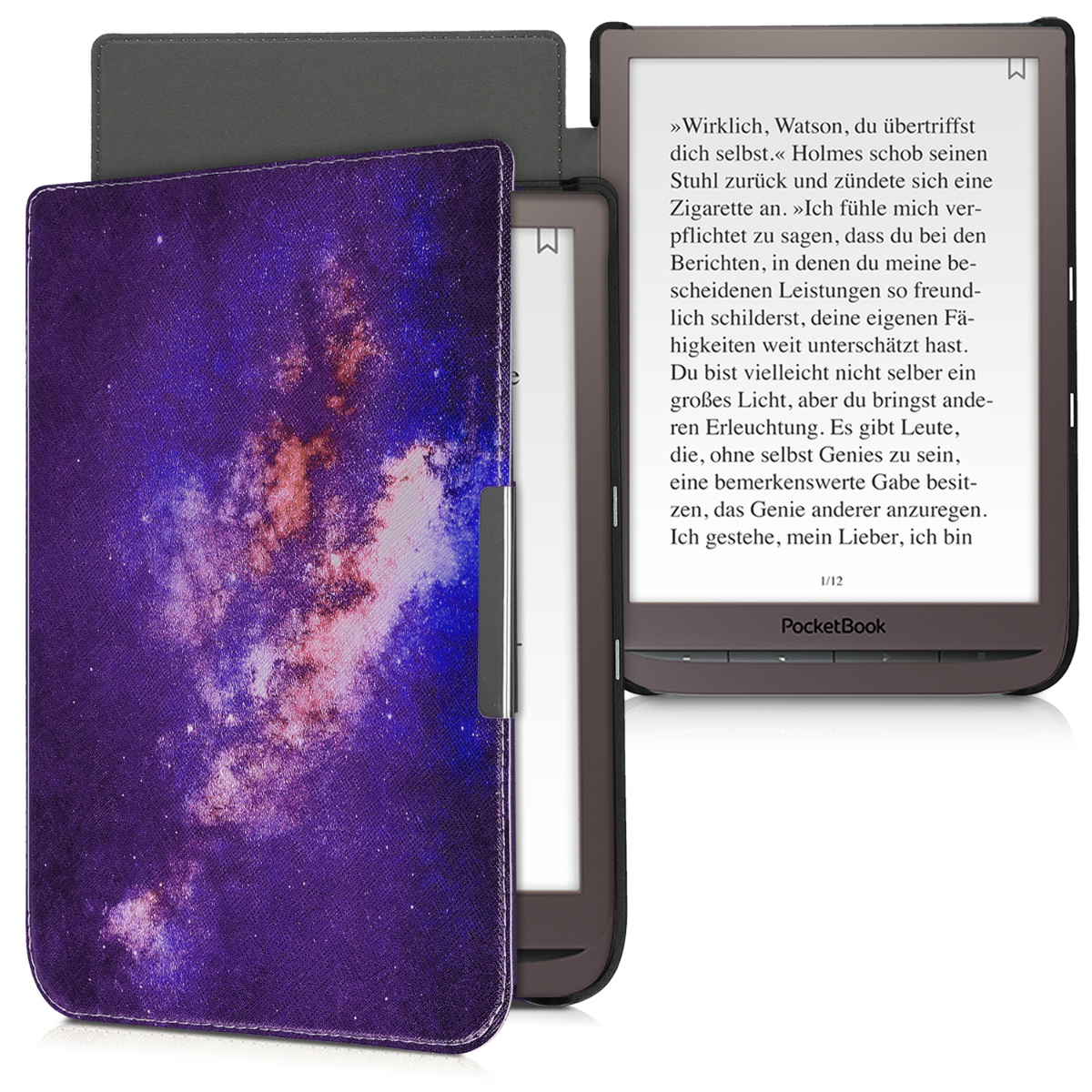 Case con dise/ño de Estrellas en la Galaxia kwmobile Funda para Pocketbook InkPad 3//3 Pro Carcasa para e-Reader de Cuero sint/ético