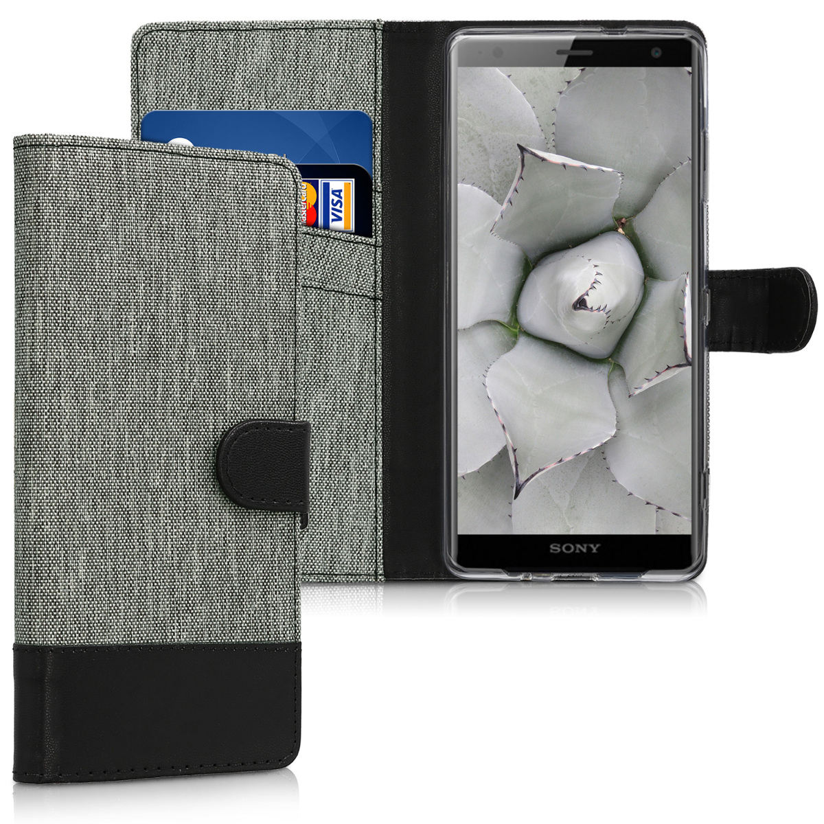 Textilní látkové pouzdro | obal pro Sony Xperia XZ3 - šedé/ černé