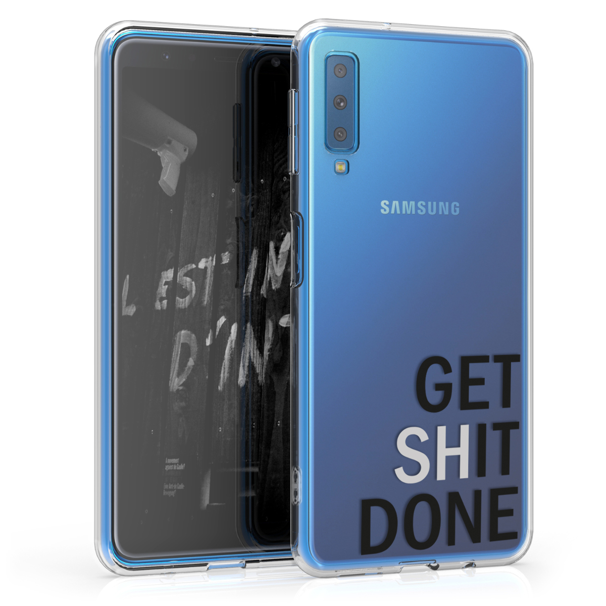 Kvalitní silikonové TPU pouzdro pro Samsung A7 (2018) - To udělat černé / světle šedé / transparentní