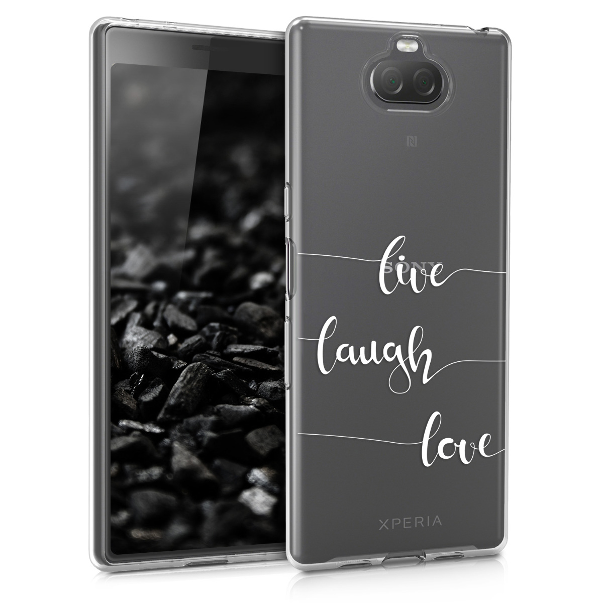 Kvalitní silikonové TPU pouzdro | obal pro Sony Xperia 10 - Žít, smích, láska bílé / průhledné