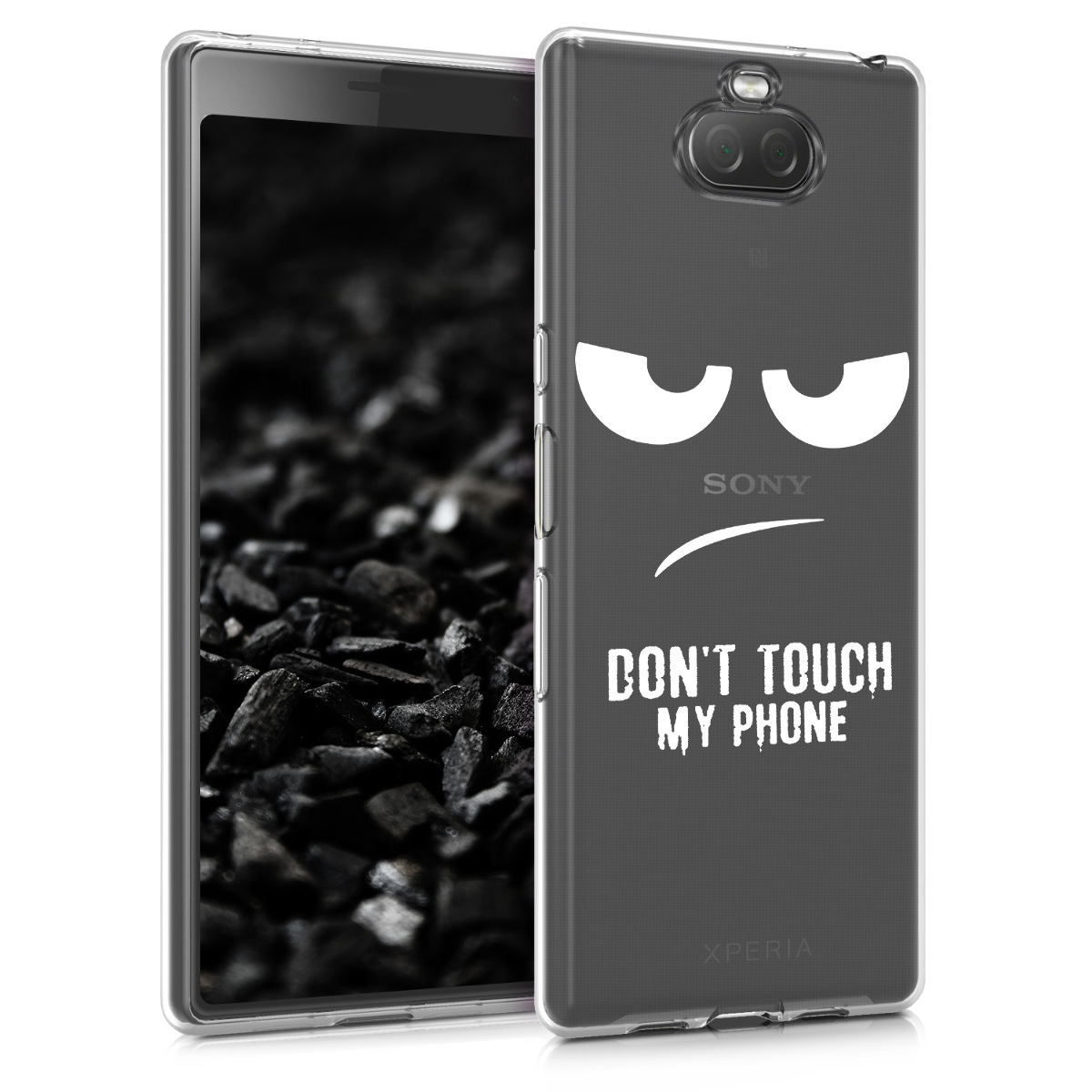 Kvalitní silikonové TPU pouzdro | obal pro Sony Xperia 10 - Do not Touch My Phone bílé / průhledné