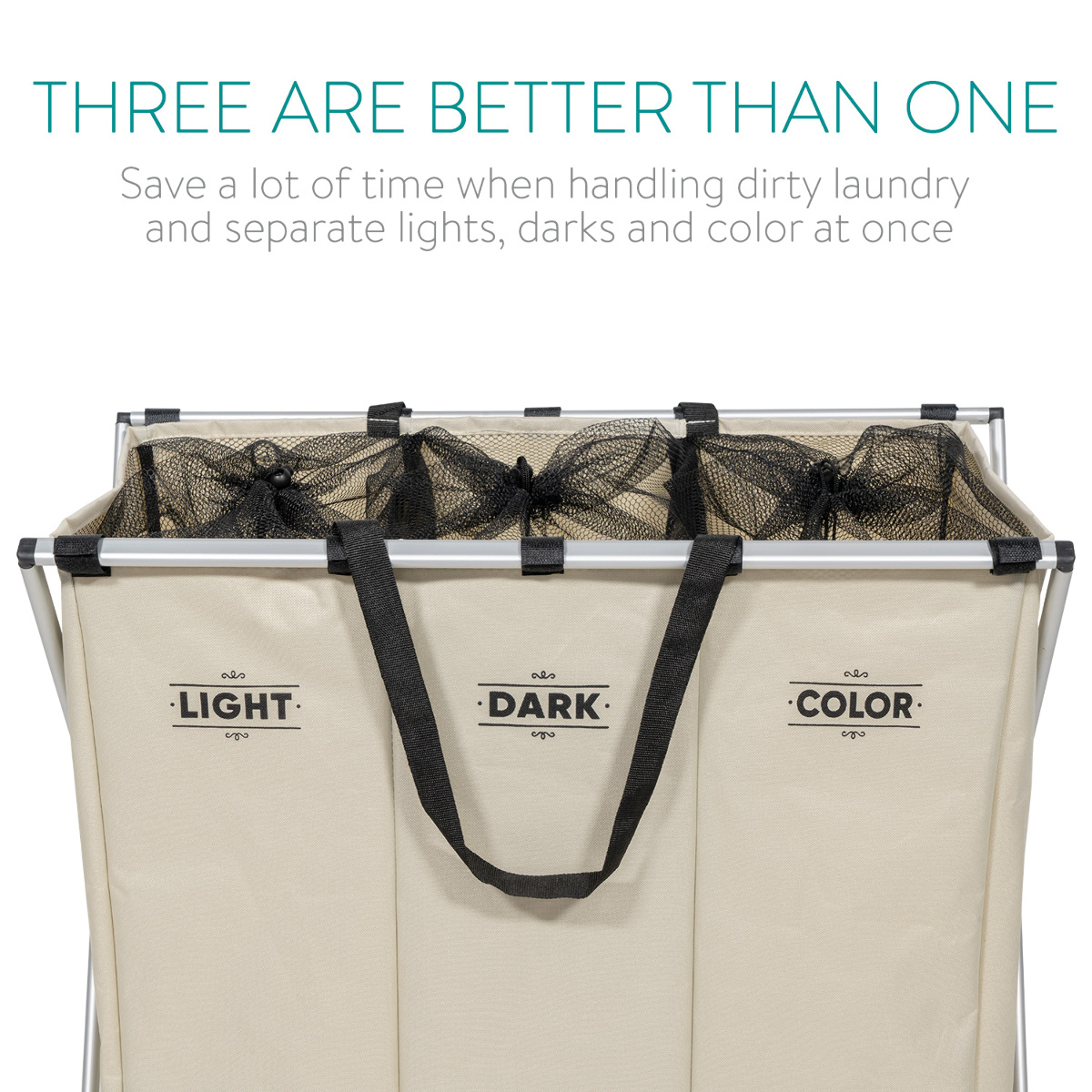 Wäschesammler Sortierer Wäschekorb 3 Fächer Wäsche Korb für