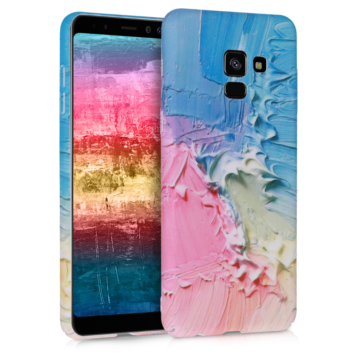 Kvalitní plastové pouzdro pro Samsung A8 (2018) - Barva Při zasažení světle  růžová / světle  modrý / žlutý