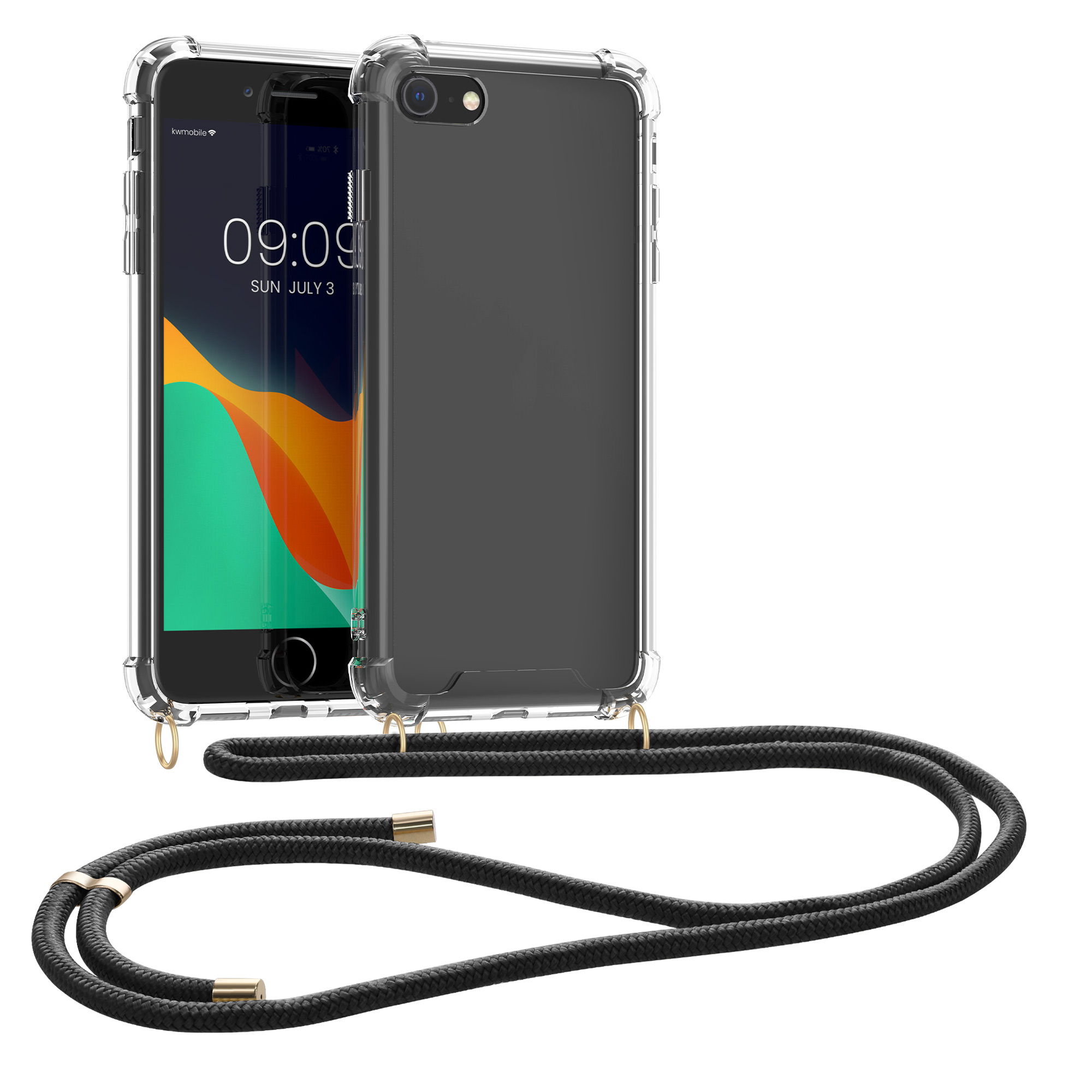 Kvalitní silikonové TPU pouzdro pro Apple iPhone 7 / 8 / SE  - Transparent | Black