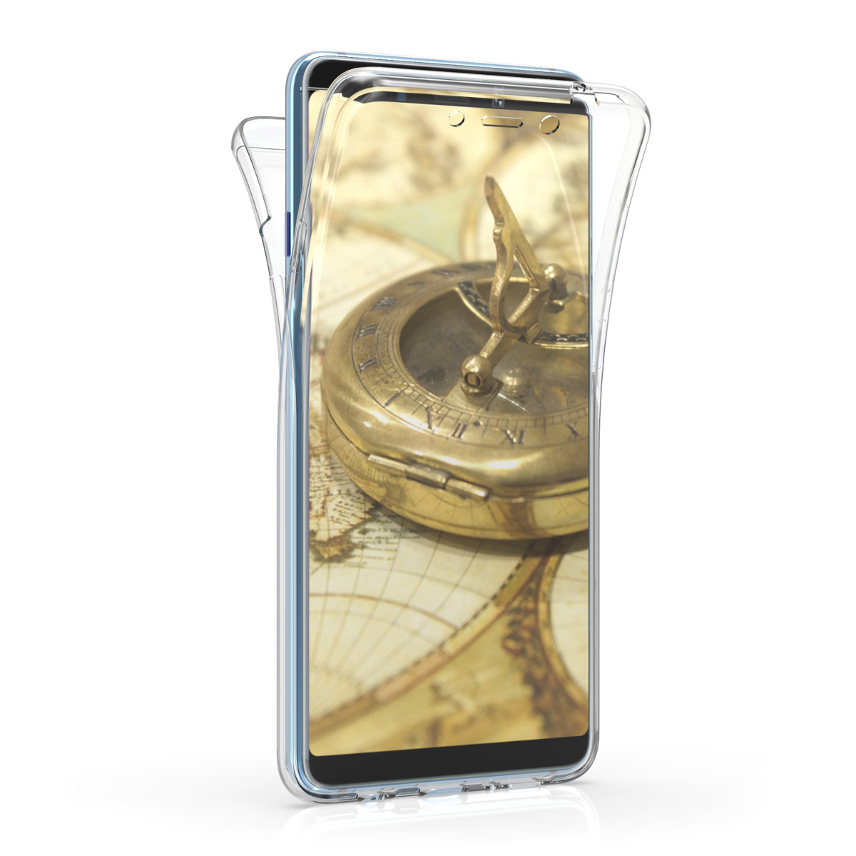 Kvalitní silikonové TPU pouzdro pro Samsung A9 (2018) - Navigační Compass černé / transparentní