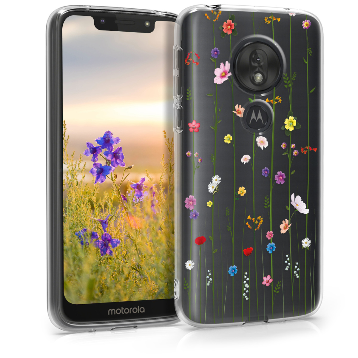 Kvalitní silikonové TPU pouzdro | obal pro Motorola Moto G7 Play (EU-Version) - Wildflower Vines Vícebarevná / Transparentní