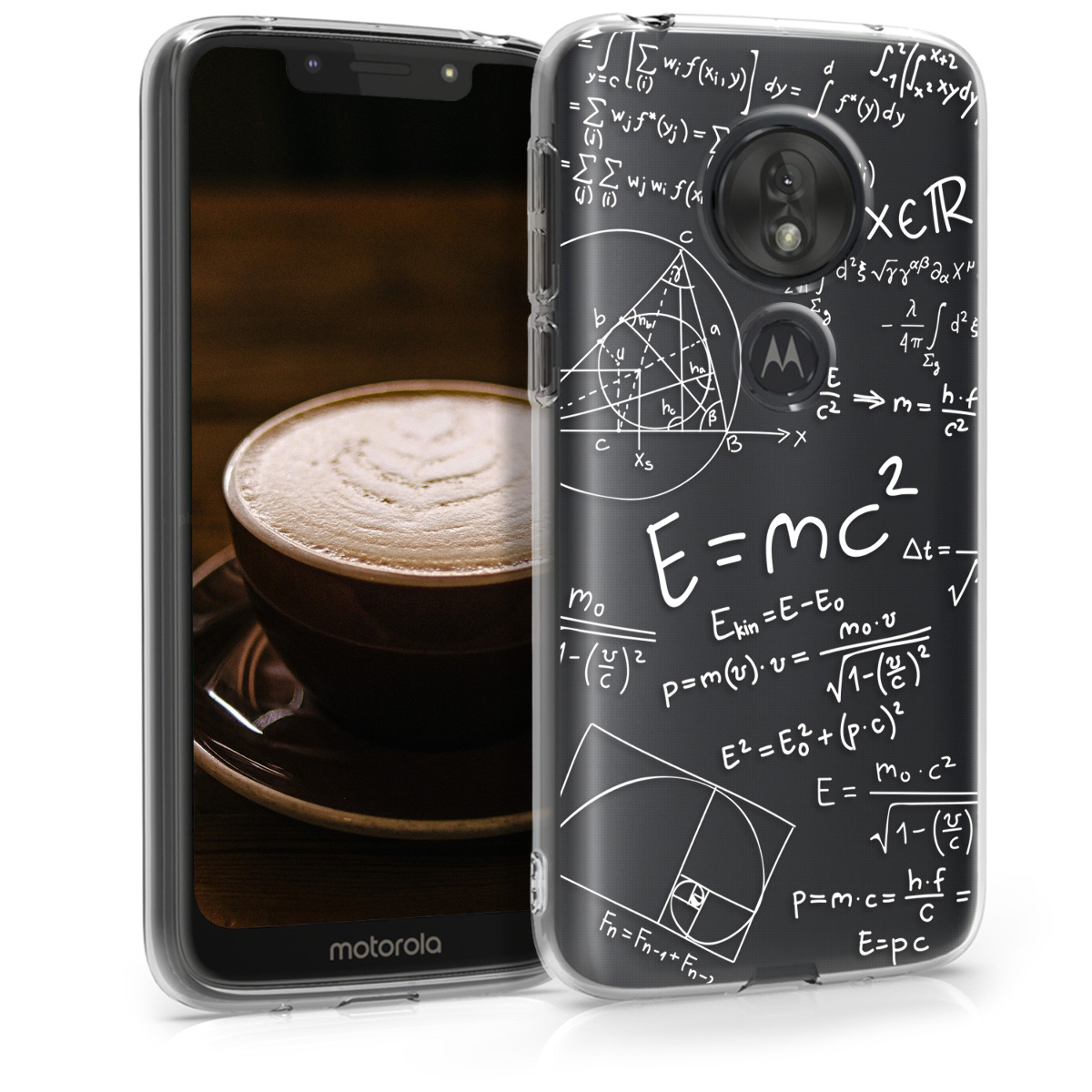 Kvalitní silikonové TPU pouzdro | obal pro Motorola Moto G7 Play (EU-Version) - Matematické a fyzikální vzorce Bílá / průhledná