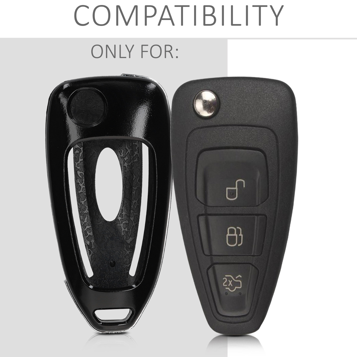 kwmobile Car Key Cover for Audi - Black only Keyless Go Hard Shell Keyless Entry Fob Case with Design for Audi 3 Button Car Key Smart Key