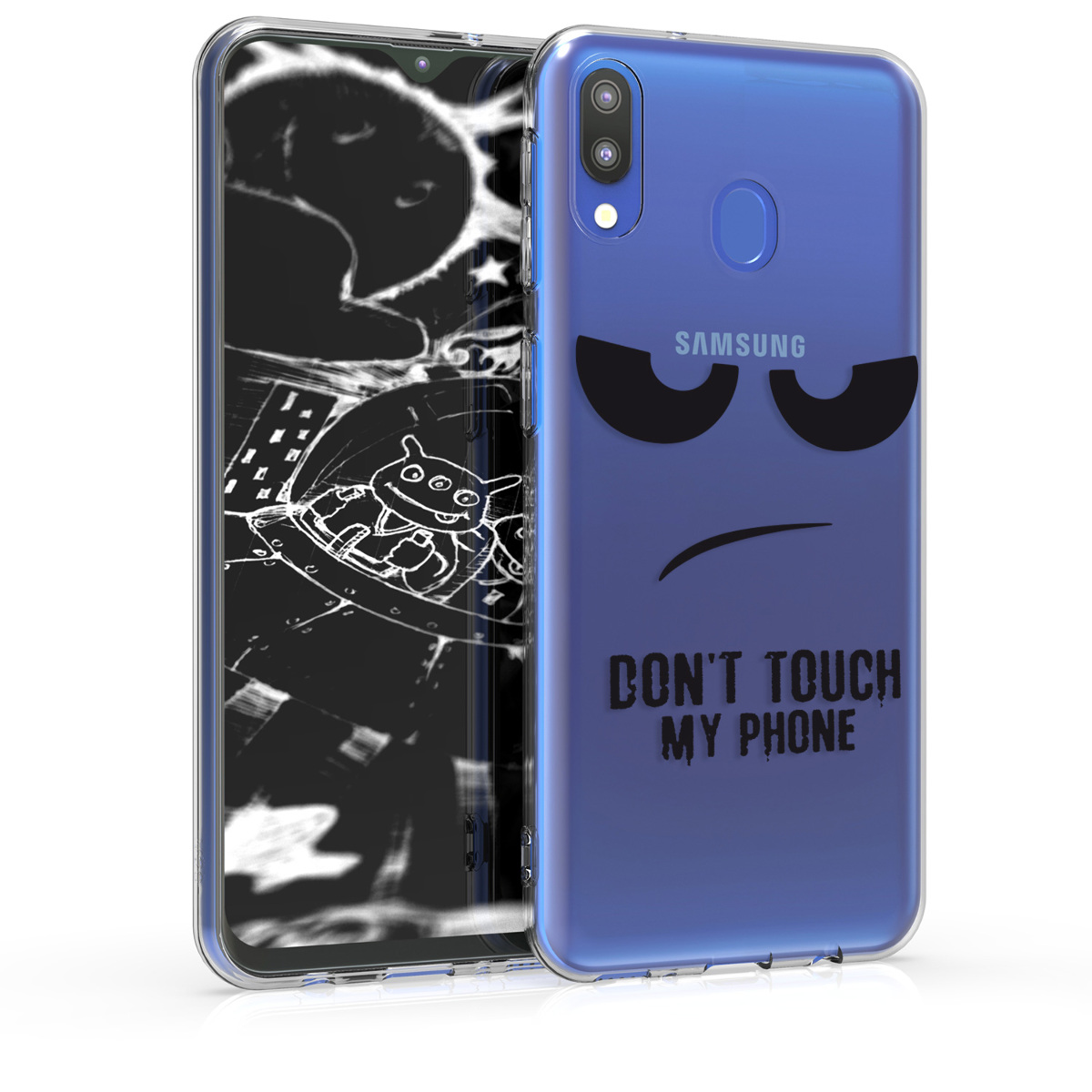 Kvalitní silikonové TPU pouzdro pro Samsung M20 (2019) - Do not Touch My Phone černé / transparentní