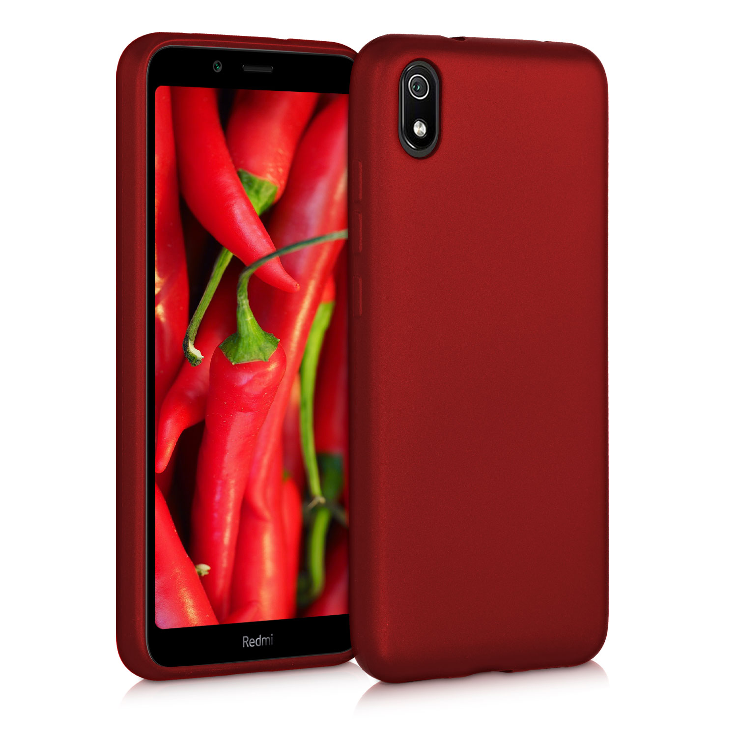 Kvalitní silikonové TPU pouzdro | obal pro Xiaomi Redmi 7A - Metalíza Tmavě červená