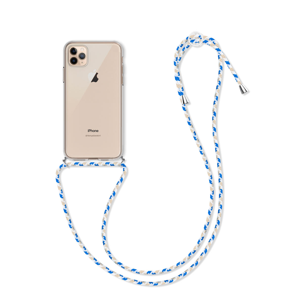 Kvalitní silikonové TPU pouzdro pro Apple iPhone 11 Pro Max - Transparentní | modrá | bílá