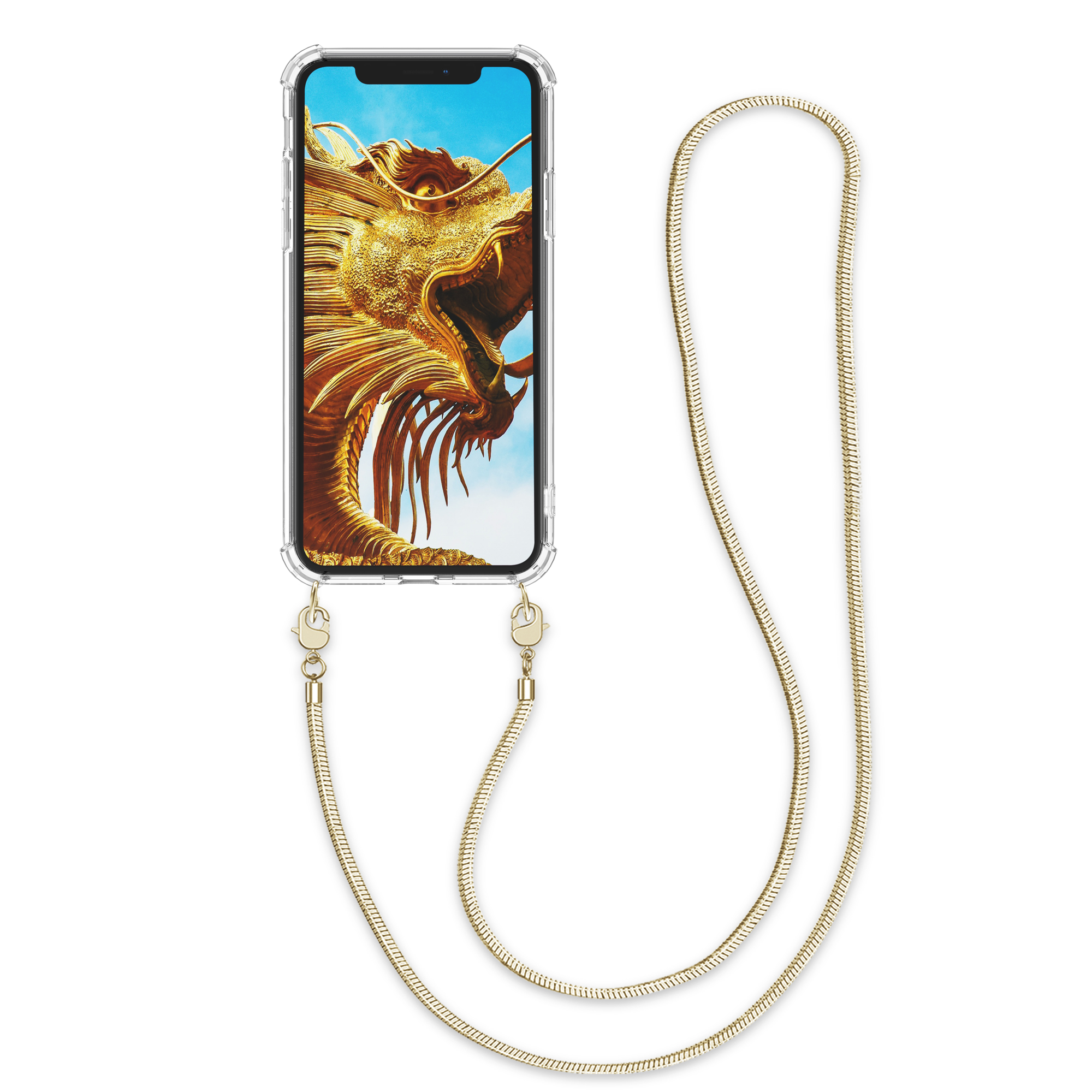Kvalitní silikonové TPU pouzdro pro Apple iPhone XS - Transparent | Gold
