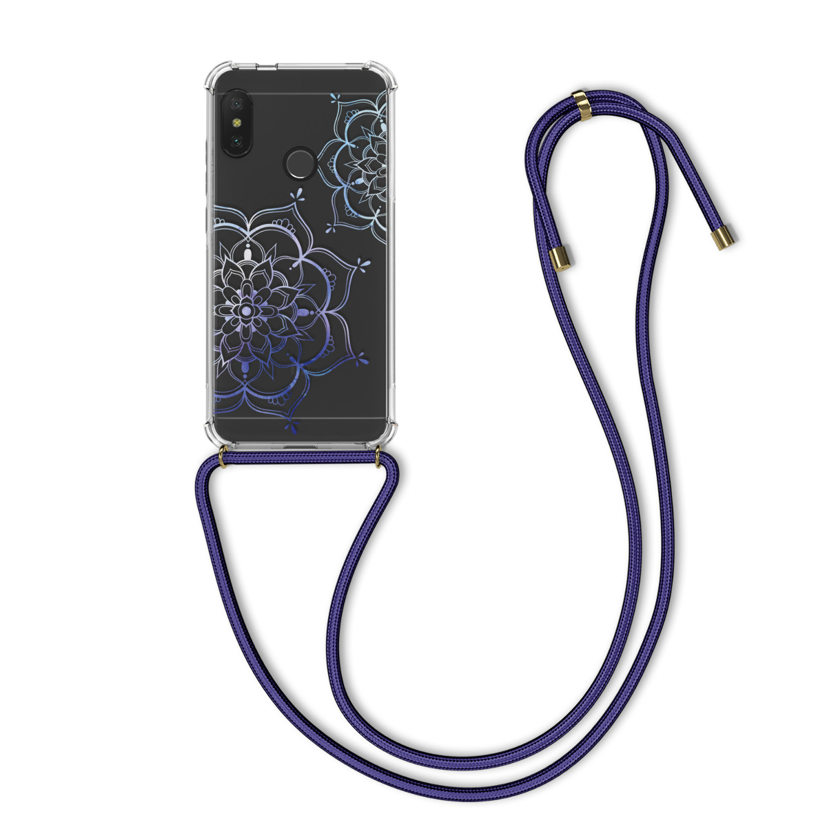 Kvalitní silikonové TPU pouzdro | obal pro Xiaomi Redmi 6 Pro | Mi A2 Lite - Květina dvojčata modrý / průhledná