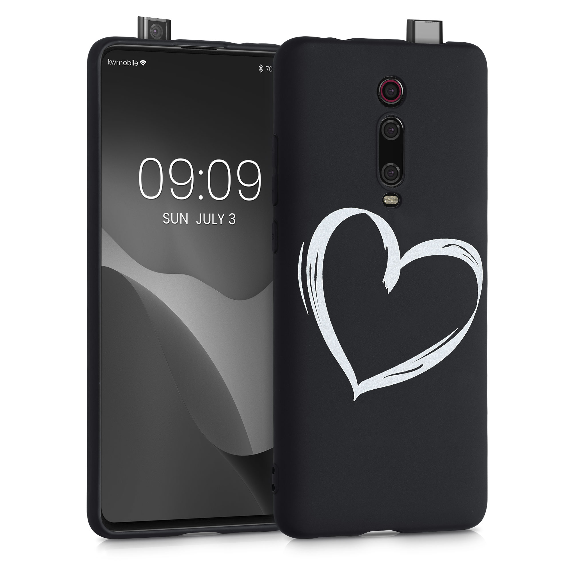 Silikonové pouzdro TPU pro Xiaomi Mi 9T (Pro) / Redmi K20 (Pro) - Broušené srdce Bílá / Černá