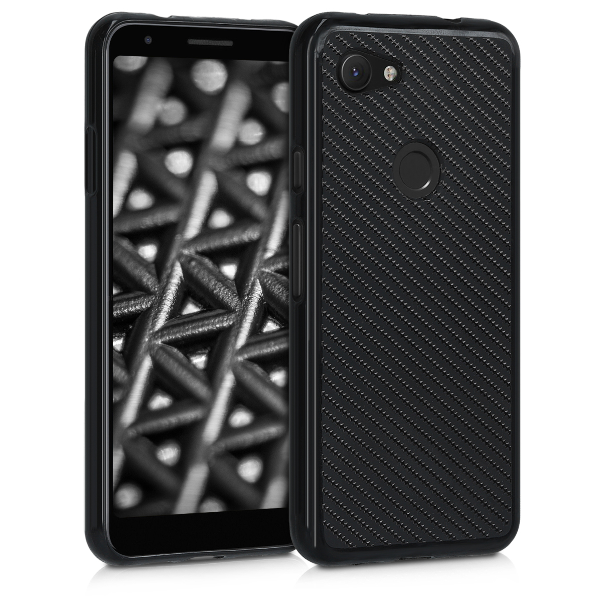 Kvalitní silikonové TPU pouzdro | obal pro Google Pixel 3a - Karbonová metalíza černá