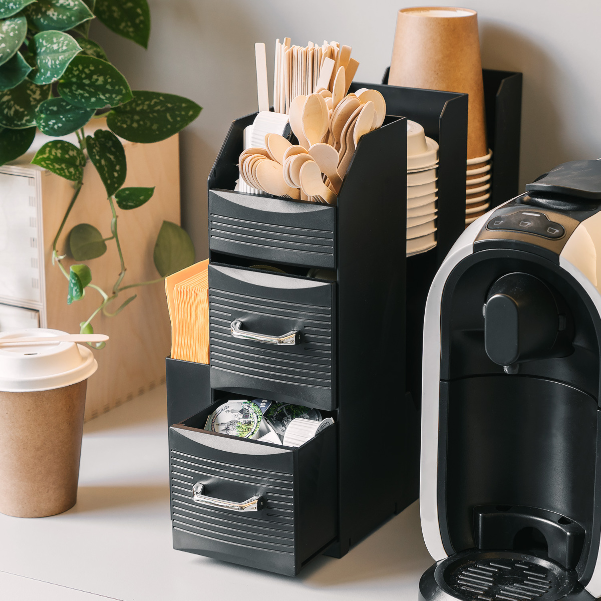 Kaffee Organizer Kaffeezubehör Aufbewahrungsbox für Milch Zucker