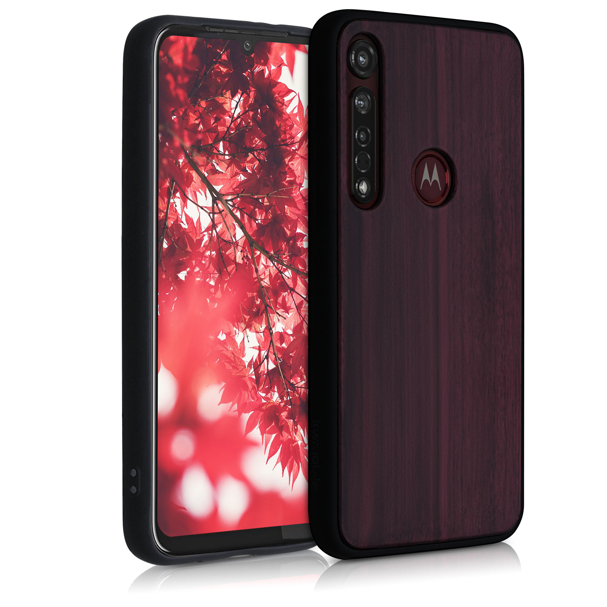 Dřevěné pouzdro | obal pro Motorola Moto G8 Plus - Tmavě červená