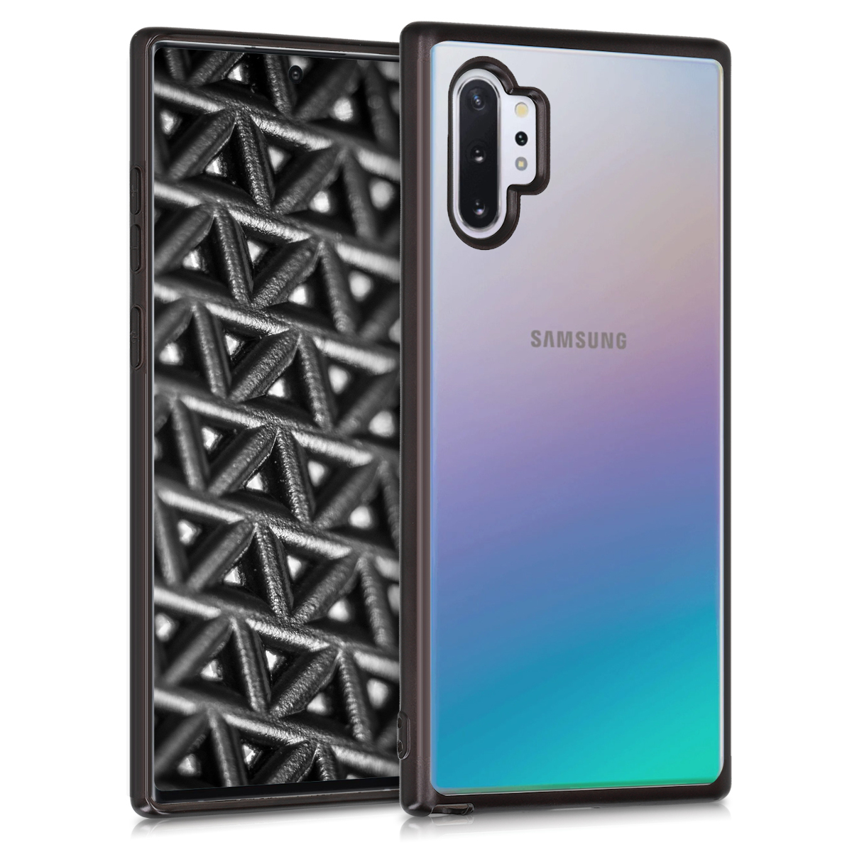 Kvalitní silikonové TPU pouzdro pro Samsung Note 10 Plus - černé / matné transparentní