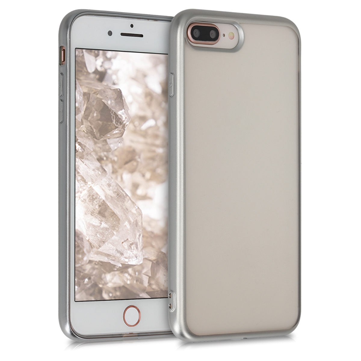 Kvalitní silikonové TPU pouzdro pro Apple iPhone 7 Plus / 8  - Silver | Matte Transparent