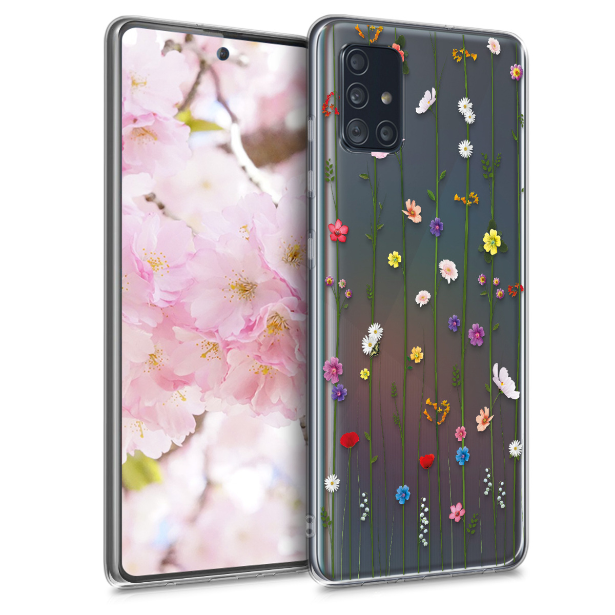Kvalitní silikonové TPU pouzdro pro Samsung A51 - divoké květy Vines Multicolor / transparentní