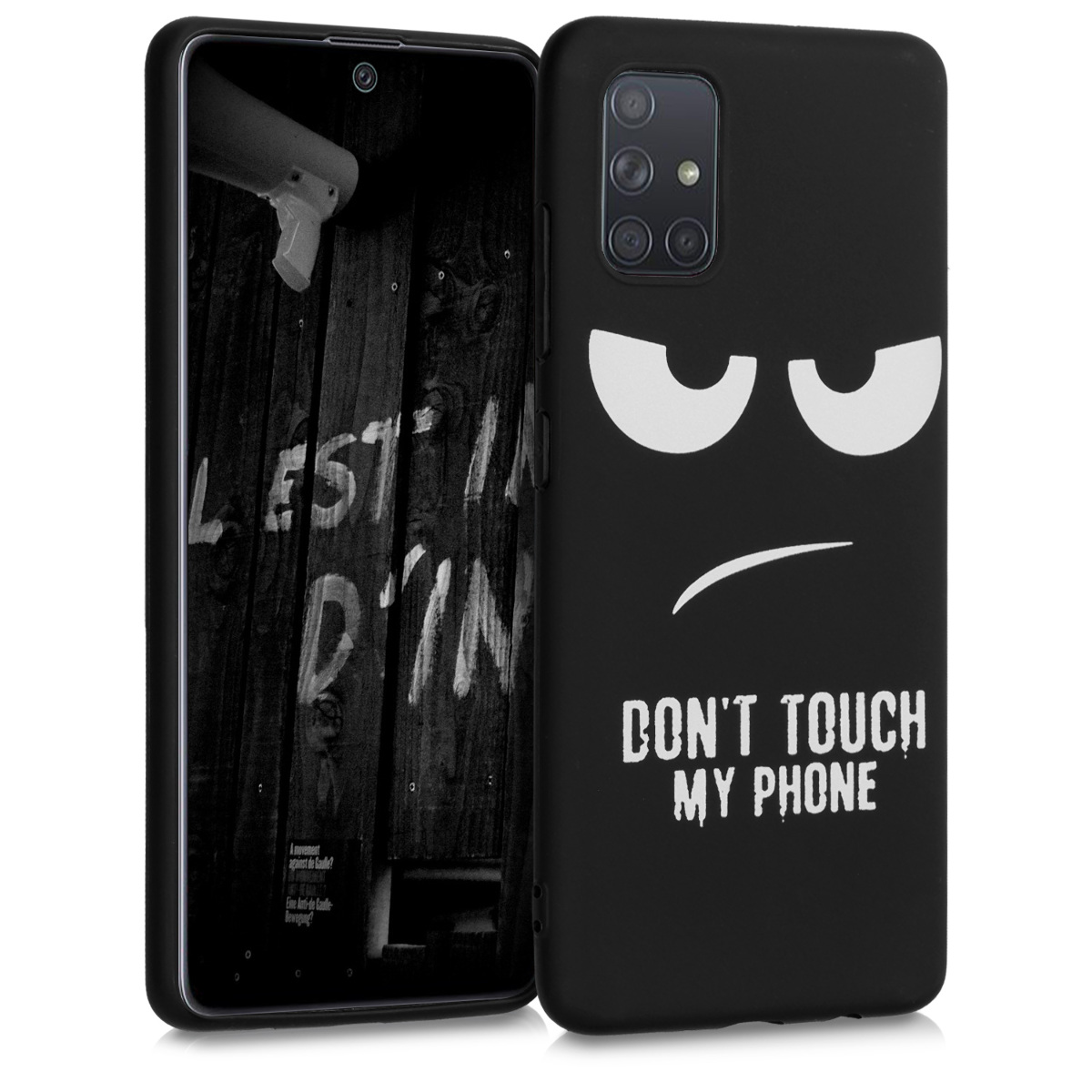 Kvalitní silikonové TPU pouzdro pro Samsung A71 - Nedotýkejte My Phone bílé / černé