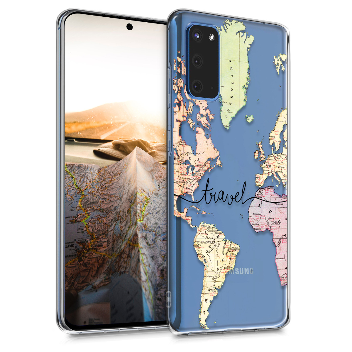 Silikonové pouzdro / obal pro Samsung S20 s motivem mapy světa