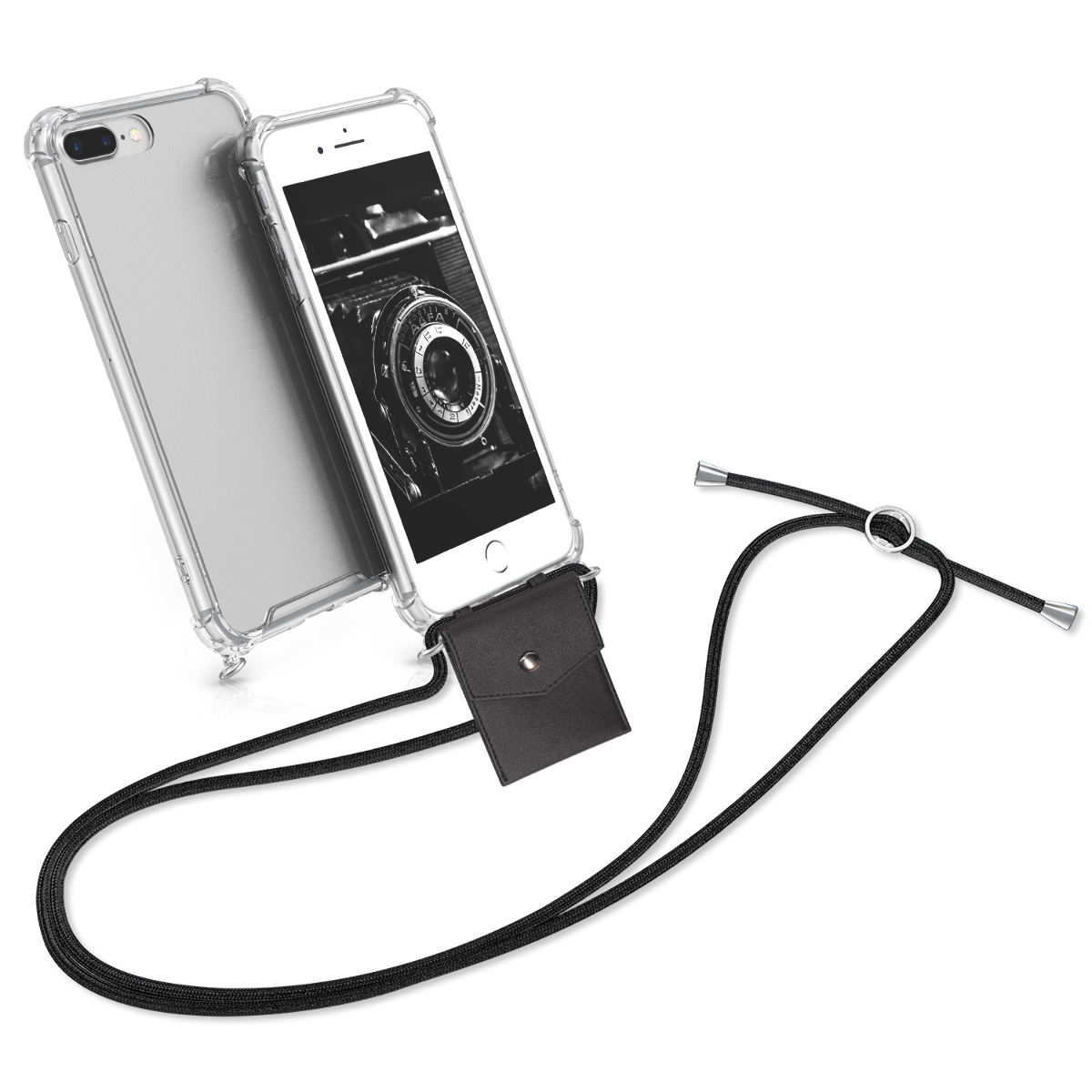 Kvalitní silikonové TPU pouzdro pro Apple iPhone 7 Plus / 8  - Transparent | Black