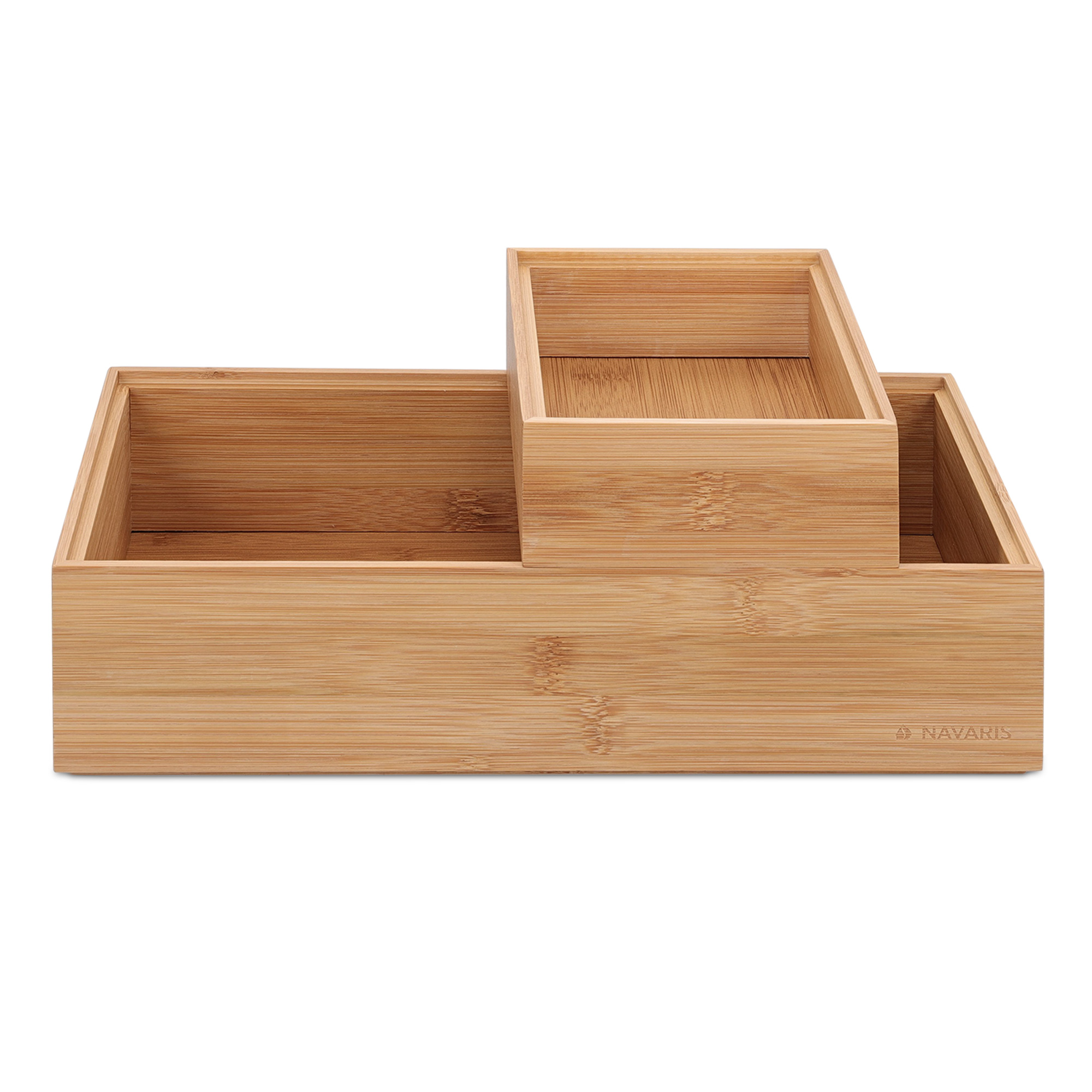 Aufbewahrungsbox aus Bambus 2er Set Ordnungsbox 2x Holz Box Schachtel